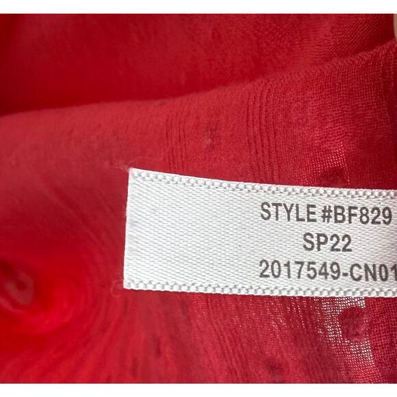 J Crew Peasant Top Size Small Novelty Artist Red Swiss Dot Shirred Cotton - Picture 7 of 7